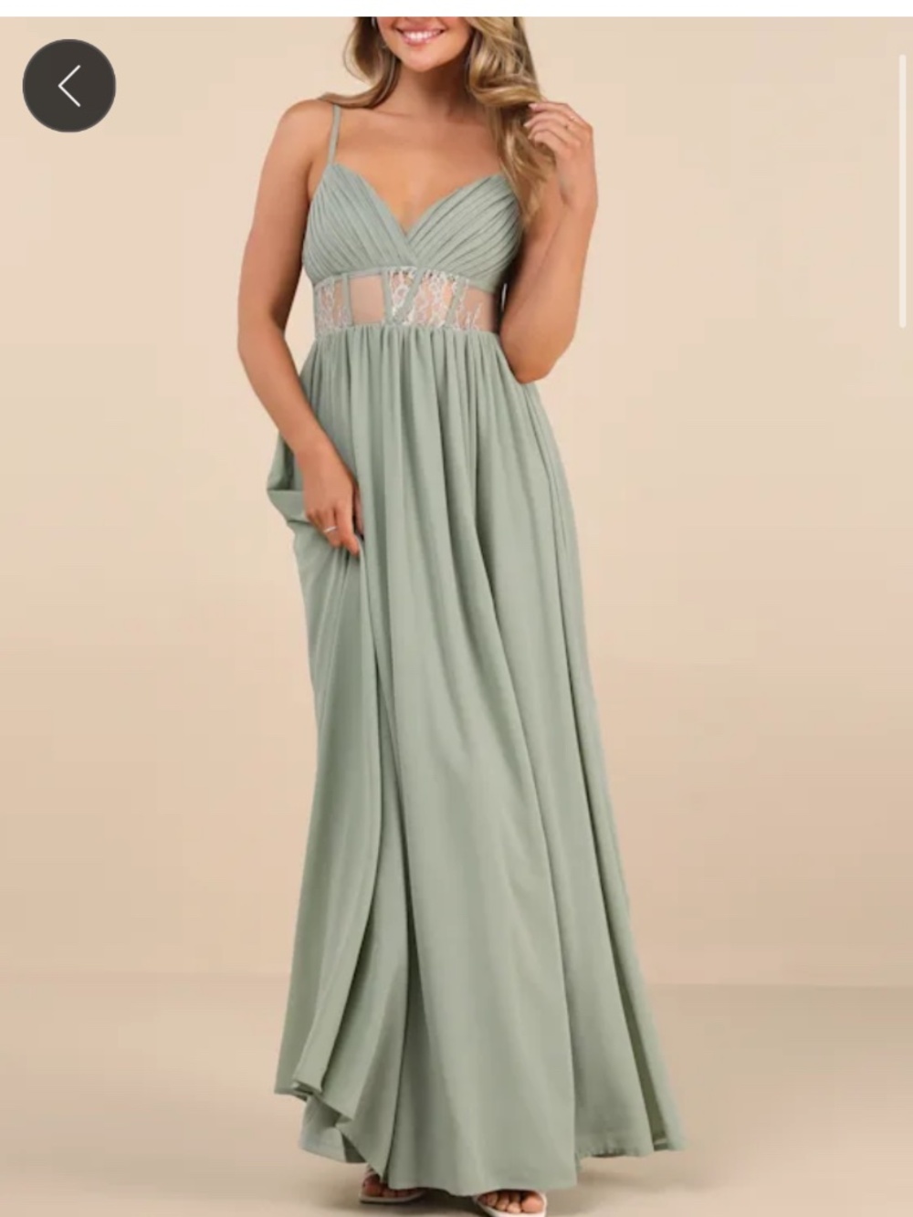 Lulus Kaylin Sage Pleated Lace Maxi Dress Green - Size S